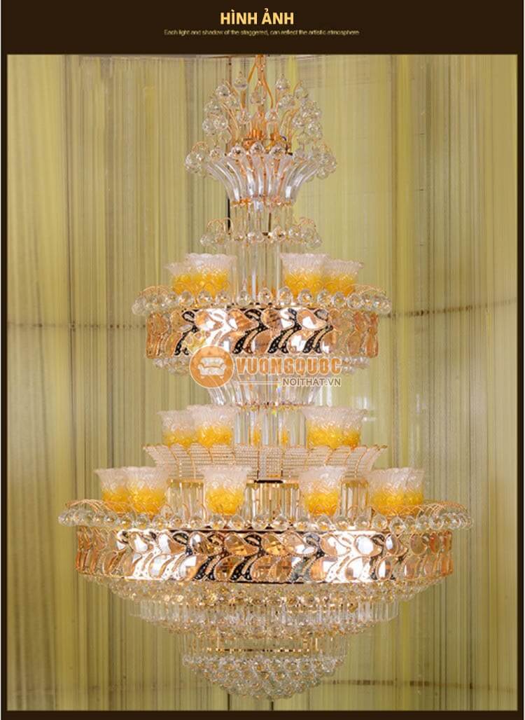 Đèn chùm pha lê ánh sáng vàng lấp lánh CM201-9